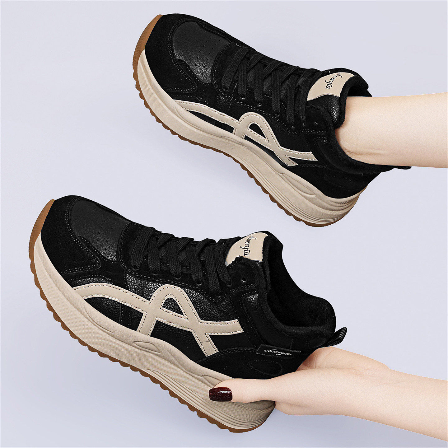 加绒老爹鞋女2025秋冬新款百搭厚底增高休闲运动德训鞋轻便阿甘鞋,女鞋,老爹鞋,淘宝优惠券,粉丝福利购,淘宝优惠卷