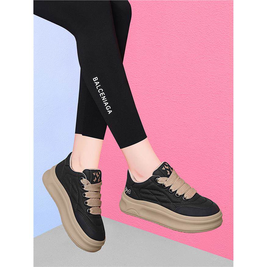 真皮老爹鞋女款2025新款爆款春秋厚底轻便运动休闲板鞋面包鞋百搭