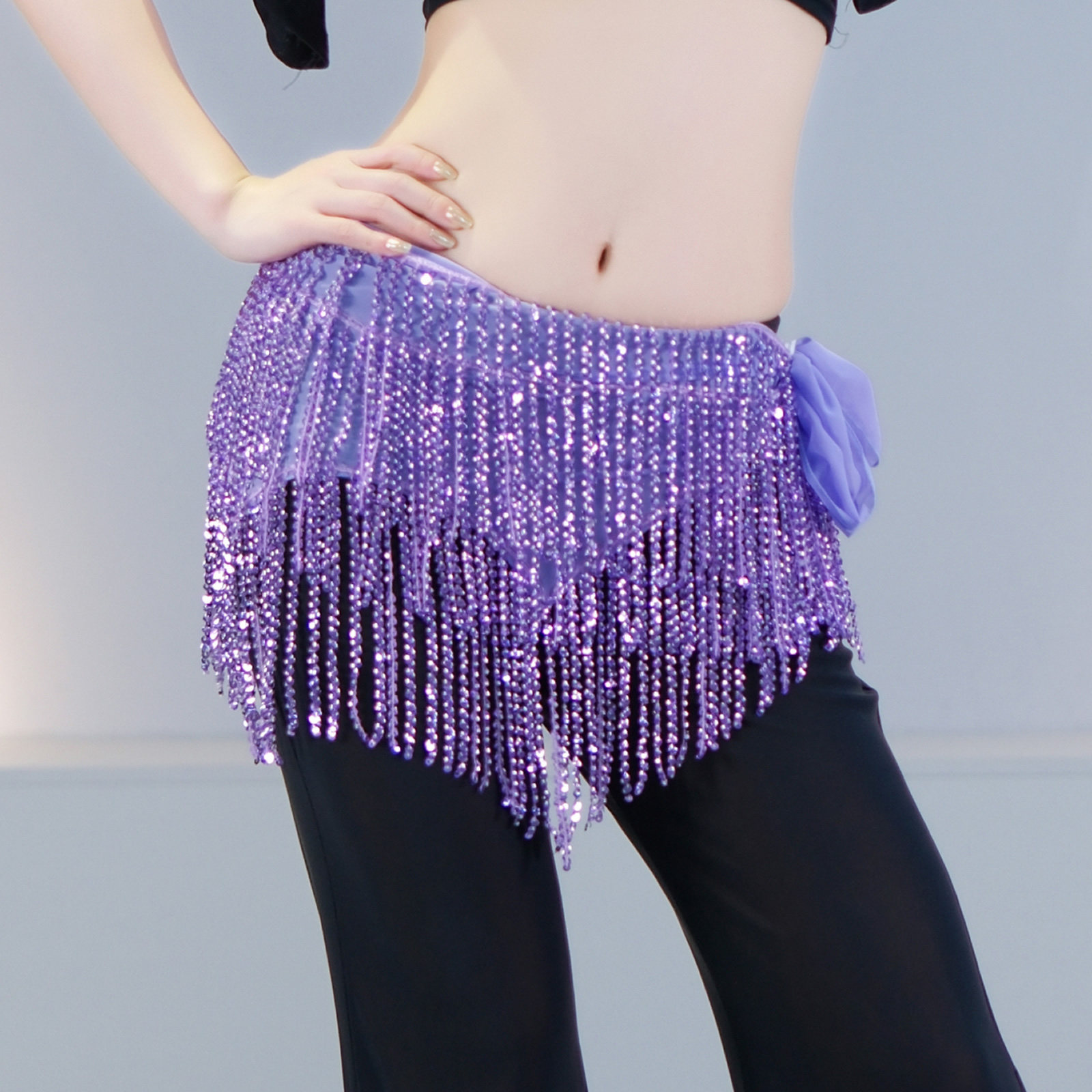 肚皮舞新款臀巾亮片流苏腰链
