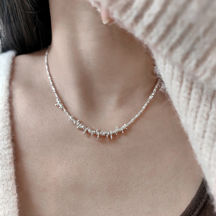 寄明月 990足银不规则碎银子短项链锁骨链女小众气质纯手工极简