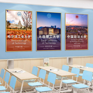 中国大学挂图985名校211贴纸墙面氛围布置装饰画教室背景励志海报