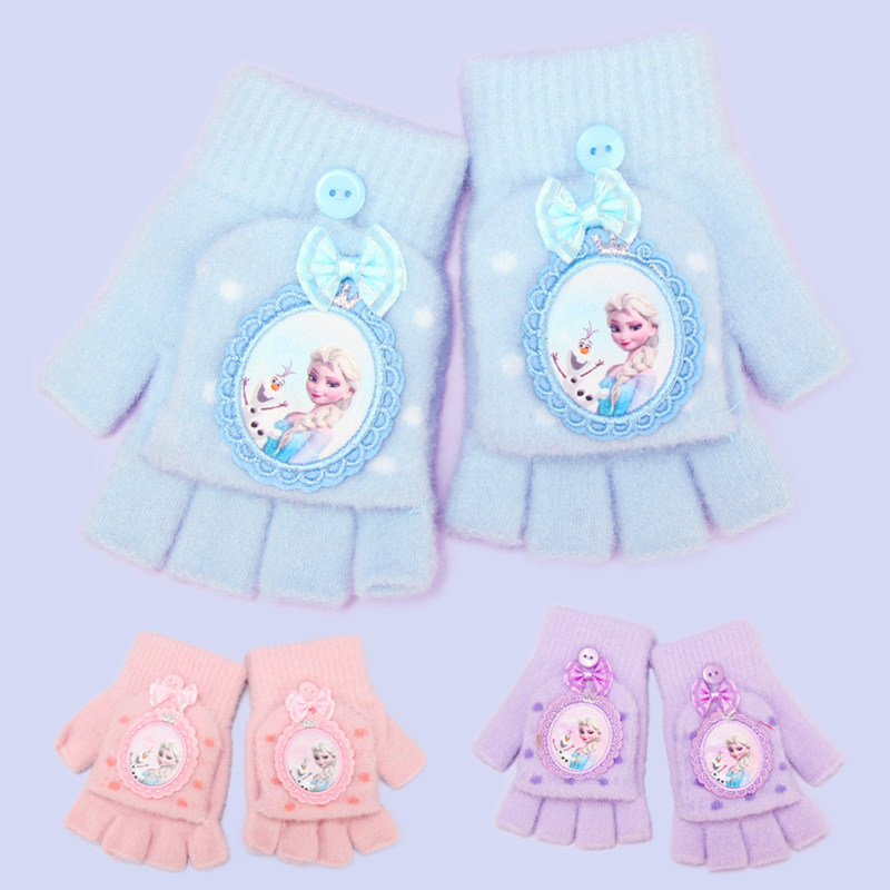 冰雪奇缘艾莎公主学生露半指手套女毛线加厚绒棉儿童冬季翻盖保暖,童装/婴儿装/亲子装,手套,淘宝优惠券,粉丝福利购,淘宝优惠卷