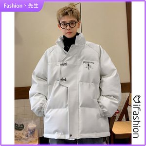 Fashion青少年PU皮棉服秋冬季加厚羽绒棉衣高街外套宽松大码学生