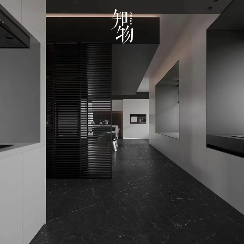 黑色禁欲风质感黑白根通体砖客餐厅背景墙砖卫生间浴室厨房地砖