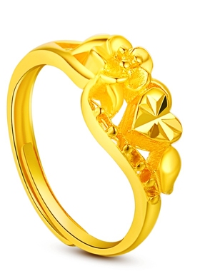 18K合金正品花朵轻奢女指环可调节久不掉色戒指仿黄金流行手饰品