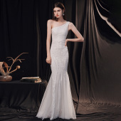 一半盛装 单肩气质女神范晚礼服宴会轻奢小众风高端晚礼服 2026新品