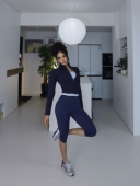 跑步户外健身服女 高腰速干紧身显瘦中裤 跑步中裤 磨毛瑜伽中裤