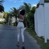 裸感磨毛 瑜伽白色纯色2022新款 akiyo studio欧美健身裤