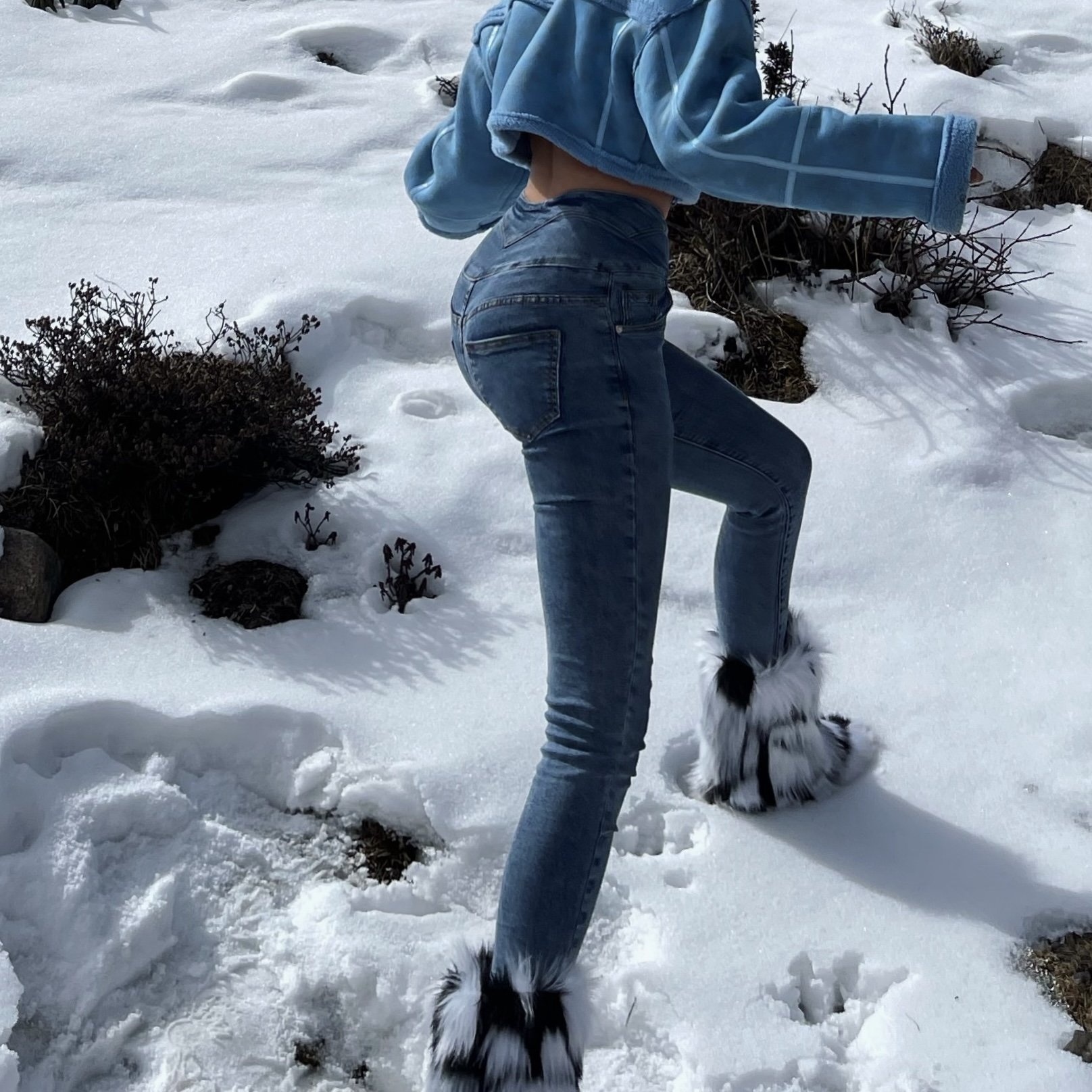 akiyo studio牛仔裤欧美风20新款高腰三粒扣铅笔裤弹力显瘦长裤