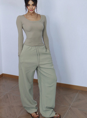 【松紧香蕉裤】窄腰松紧系带香蕉裤休闲时尚卫裤长裤2025秋新款