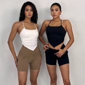 akiyo studio健身上衣高弹速干不规则含胸垫速干高弹运动健身跑步