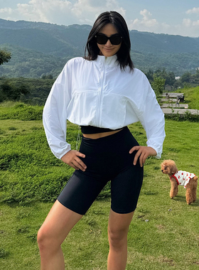 akiyo studio夏薄款防晒衣短款拉链开衫立领户外防晒运动外套冰感