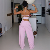 欧美瑜伽背心女运动健身舞蹈训练上衣显瘦 含胸垫美背挂脖系绳