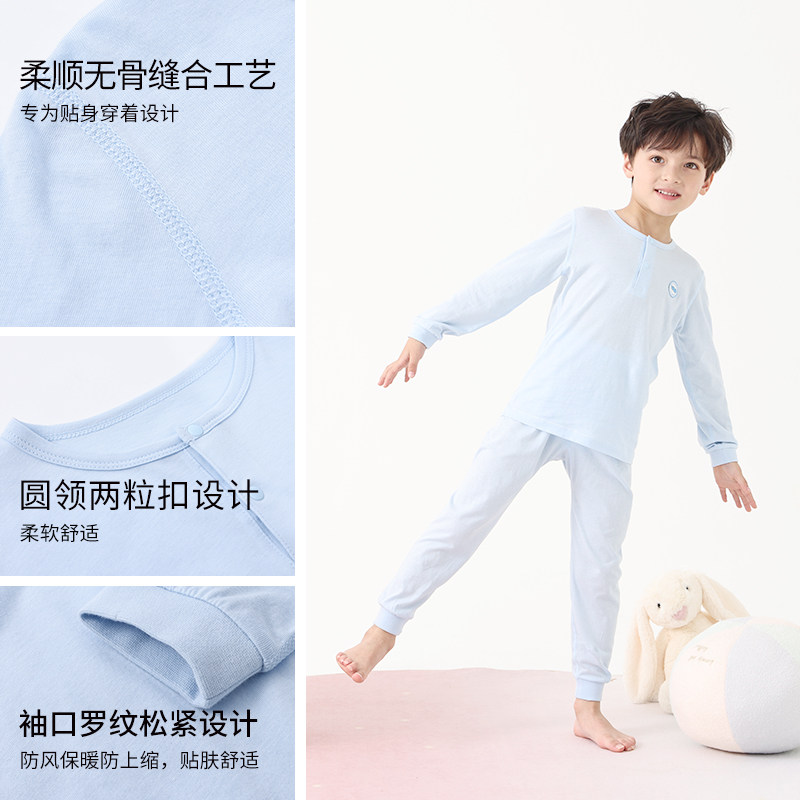 LIYINGFANG 어린이 TENCEL 긴팔 바지 속옷 세트 소년 소녀 잠옷 가정 의류 2024 봄 여름 얇은 새로운 스타일