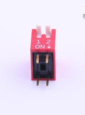 DPL-02RP「拨码开关 间距2.54mm 2位 直插 琴键侧拨 红色」