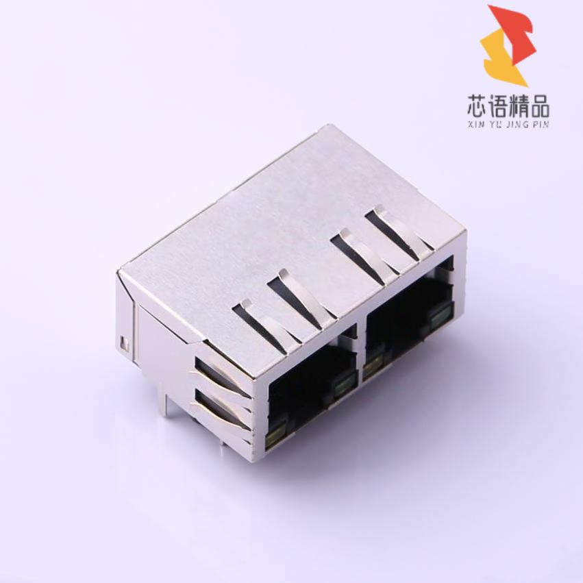 R-RJ45R08P-2011「RJ45 8P/8C双胞胎带灯带弹」