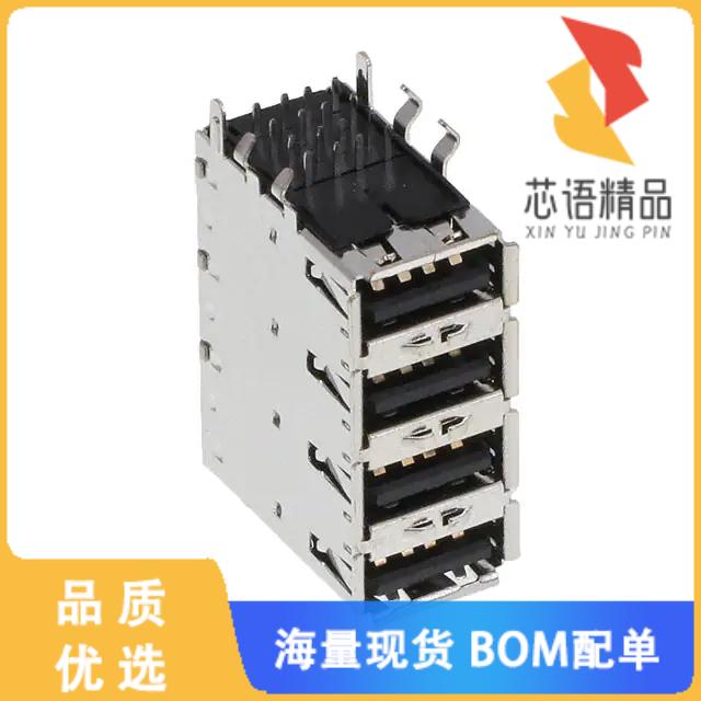 全新USB-A-Q-RA原装(USB A 2.0, QUAD PORT, R/A, TH