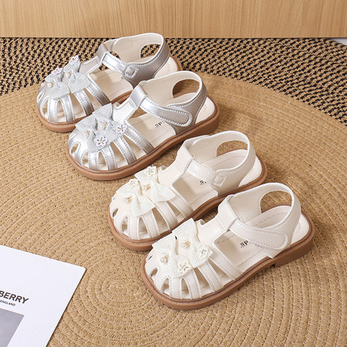 女宝宝蝴蝶结公主鞋软底包头凉鞋