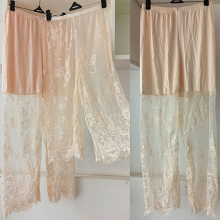 松紧腰旗袍穿搭内衬裤单层加大码打底裤夏性感蕾丝女防走光阔腿裤