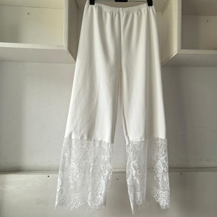 时尚蕾丝阔腿九分裤女德绒旗袍内搭衬裤秋冬加绒汉服保暖打底裤子