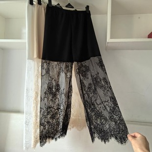 汉服马面裙保暖百搭打底裤秋冬蕾丝阔腿九分裤女德绒旗袍内搭衬裤