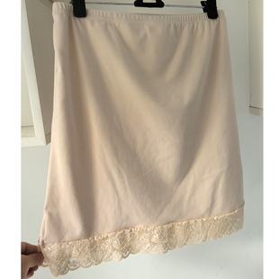 秋冬大码蕾丝打底冬裙加绒屁帘可外穿德绒内衬裙女单侧开叉半身裙