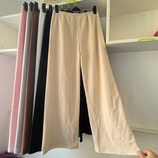 女秋冬直筒休闲九分裤 马面裙汉服旗袍内搭加绒衬裤 宽松德绒阔腿裤