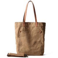 Artistic and retro cowhide with canvas bag, men's single-shoulder bag, Japanese-style crossbody bag, tote bag, men's laptop bag thumbnail 4