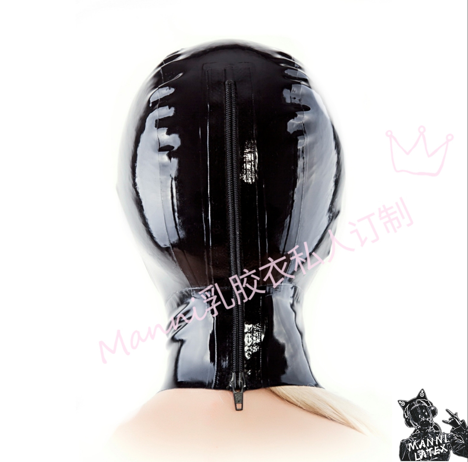 manni乳胶头套 乳胶衣窒息定制拉链面具加牙套鼻管全包调教面罩