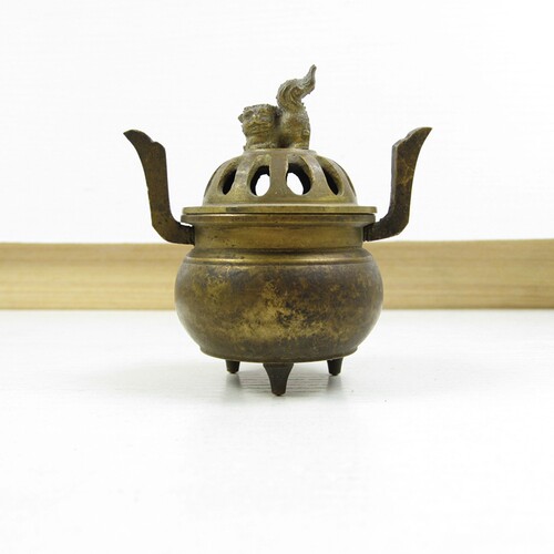 日本回流老铜件旧铜器工艺品摆摄影古玩二手洋货铜熏香炉AL56