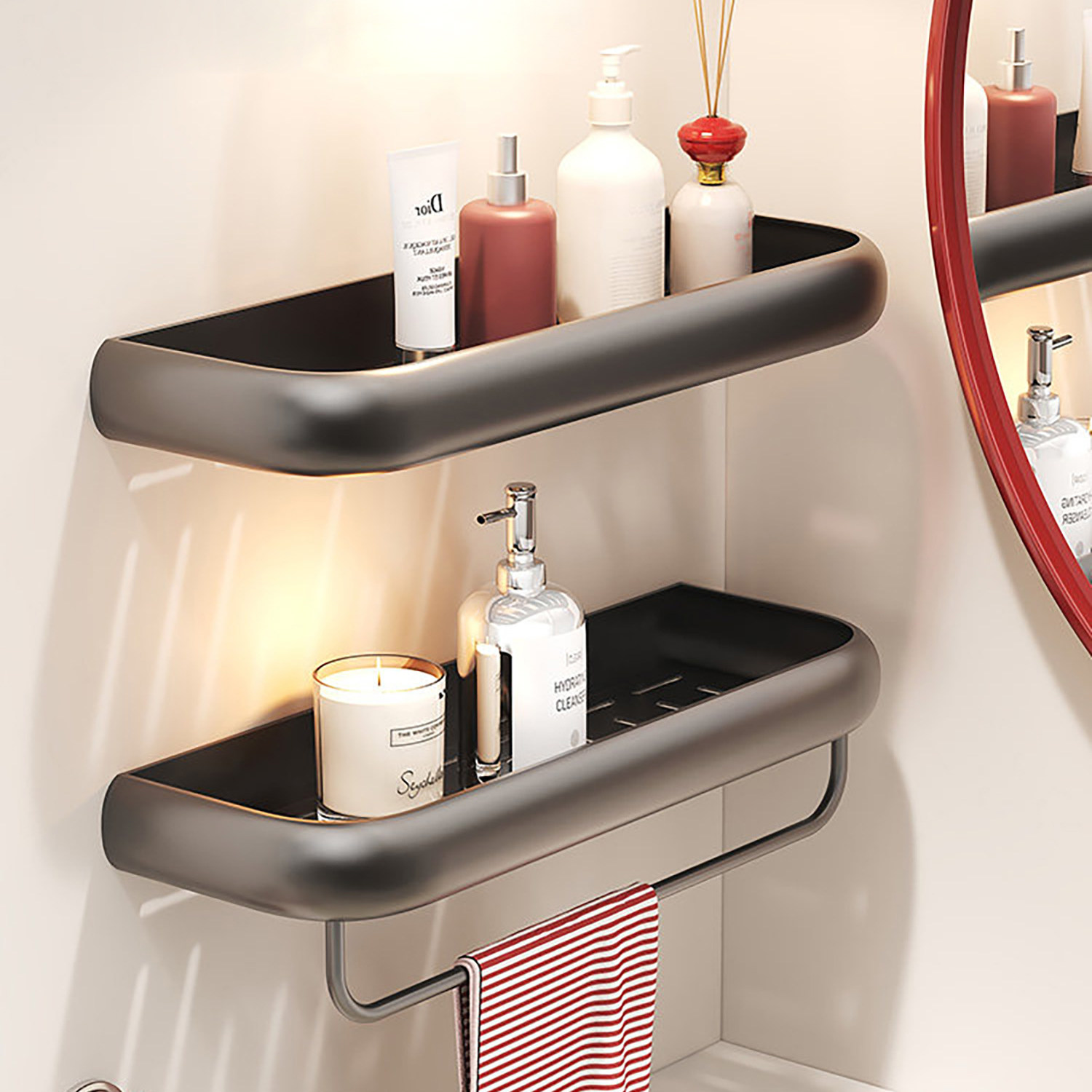 卫生间浴室置物架免打孔挂墙上洗手间厕所洗漱台镜前收纳架子壁挂,收纳整理,整理架/置物架/收纳架,淘宝优惠券,粉丝福利购,淘宝优惠卷