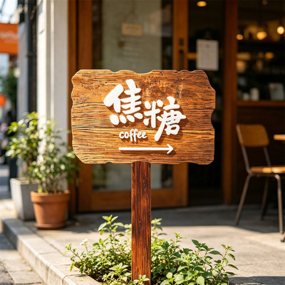 实木定制网红户外防腐木指示牌箭头立式指路牌景区导向牌餐厅路牌