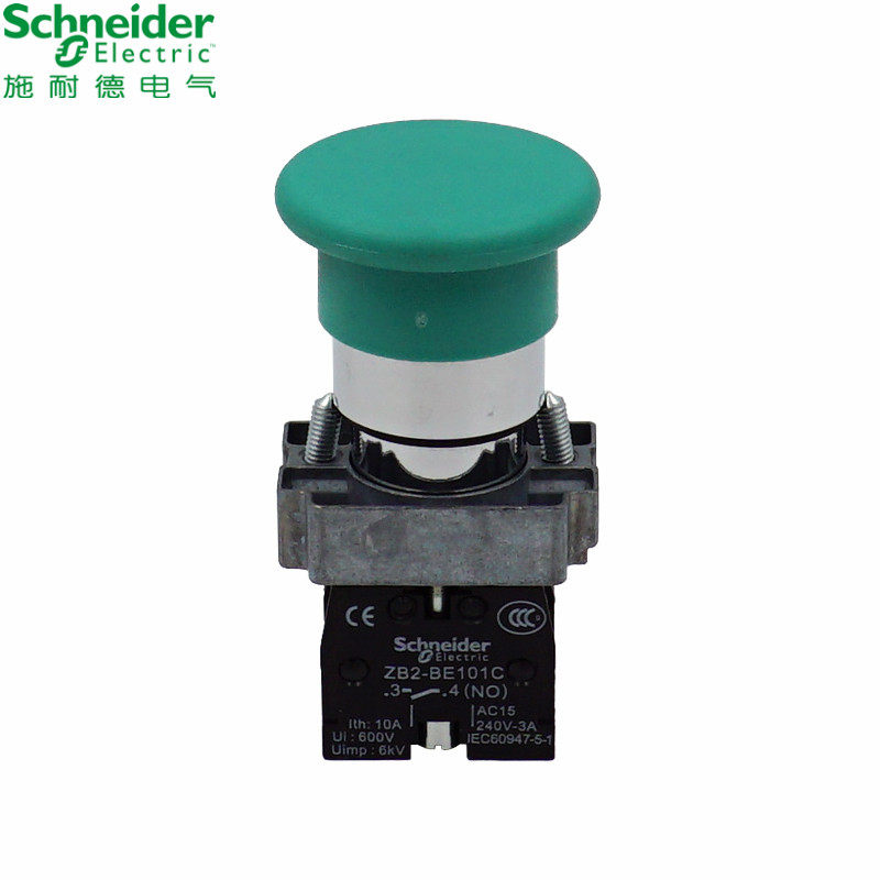 施耐德绿色蘑菇头按钮开关XB2BC33C ZB2BC3C+ZB2BZ103C XB2-BC35C