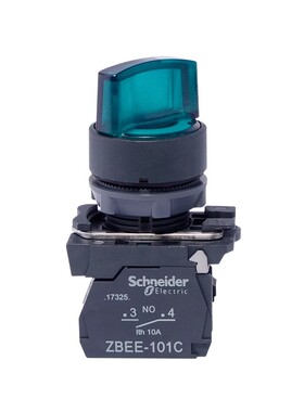 正品施耐德XB5带灯选择开关ZBEE101C 两档旋钮自锁一常开220V红绿