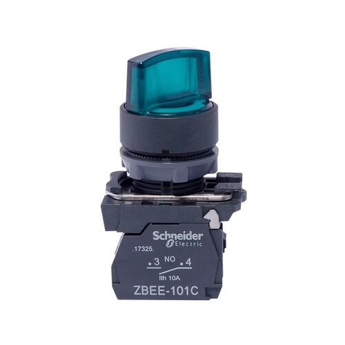 正品施耐德XB5带灯选择开关ZBEE101C 两档旋钮自锁一常开220V红绿