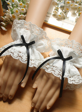 白色裙边蝴蝶结手链手袖女