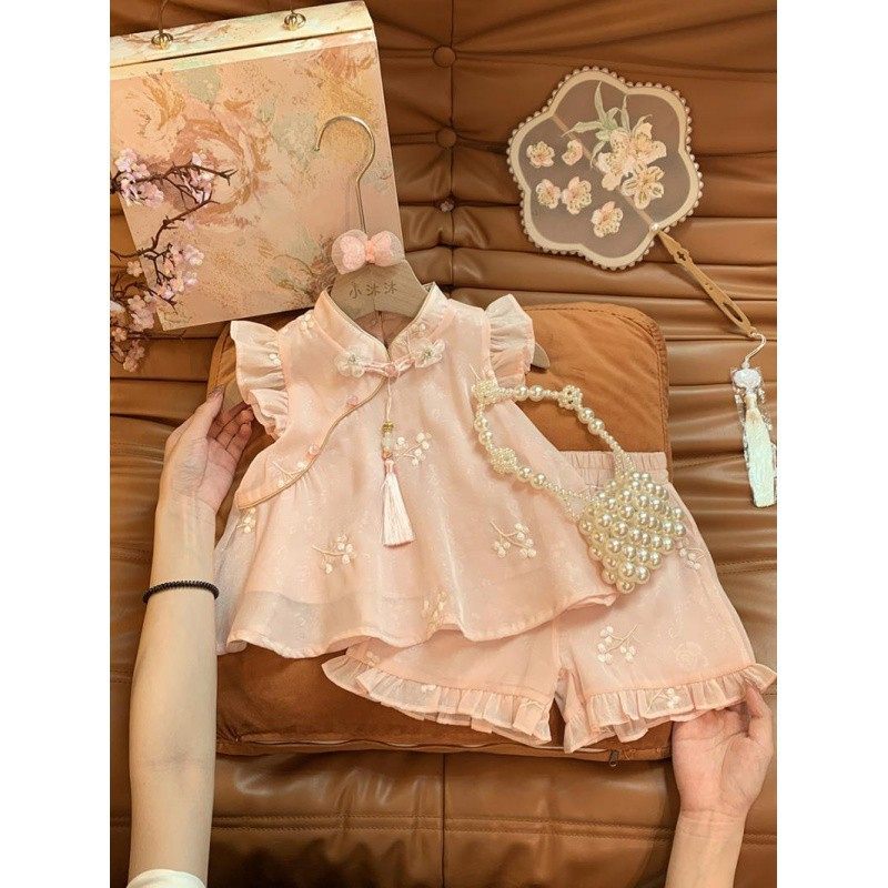 女童洋气可爱套装夏装2024新款女宝宝中国风夏季甜美新中式两件套