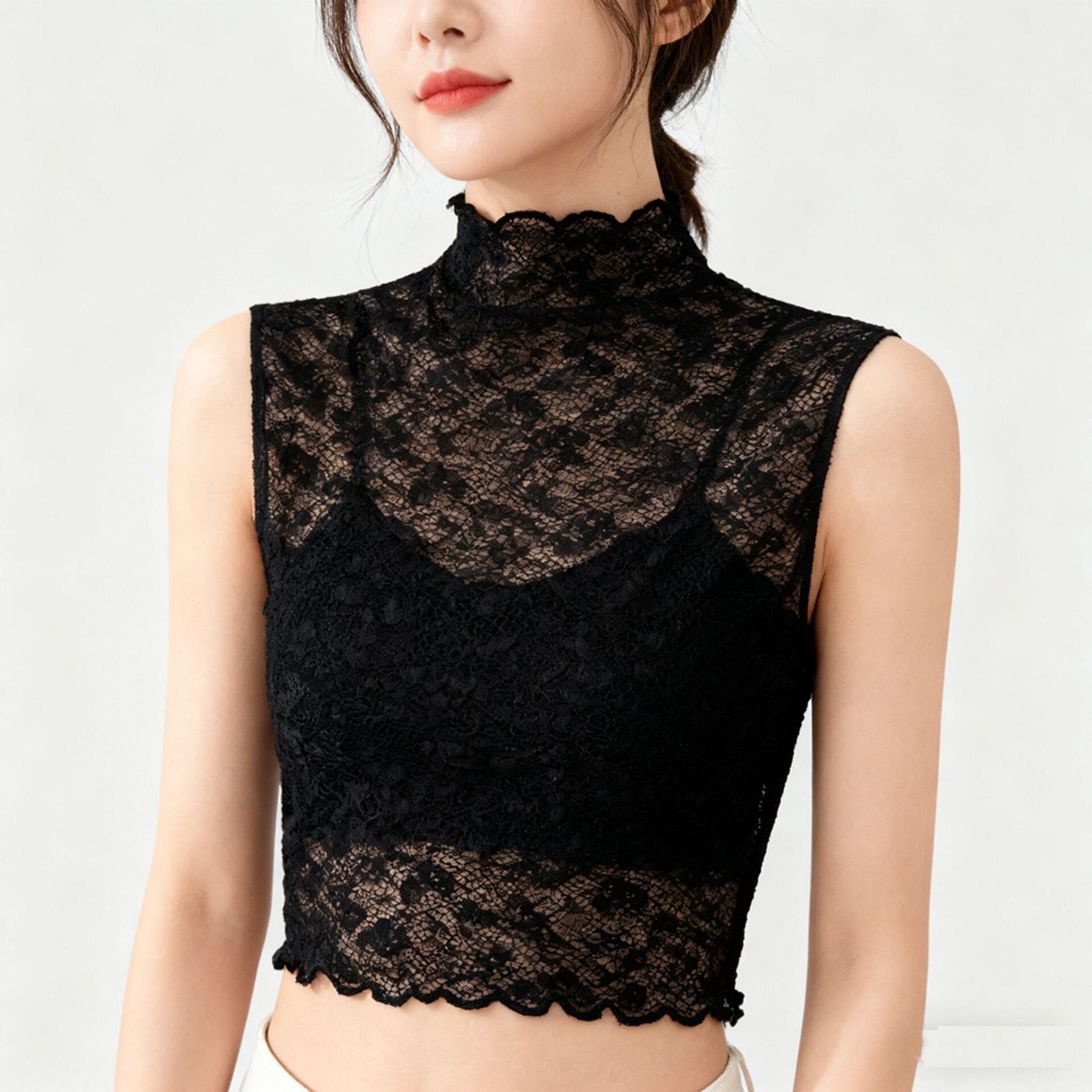 柔软蕾丝假领子女毛衣内搭秋冬半高领无袖背心叠穿薄木耳边打底衫,服饰配件/皮带/帽子/围巾,假领,淘宝优惠券,粉丝福利购,淘宝优惠卷