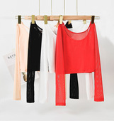 全蕾丝半截网纱性感搭配打底衫 夏防晒拼接百搭长袖 打底衫 前双层