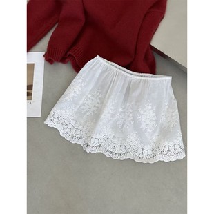 欧洲站重工刺绣蕾丝边半身裙女25冬季新款钩花高级感叠穿神器屁帘