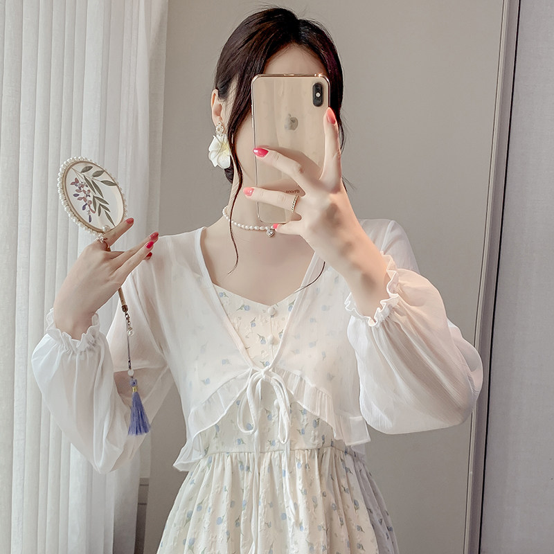 白色雪纺防晒衫女夏季薄款图片