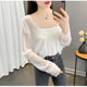 夏天配裙子小外套透明薄款 吊带裙披肩外搭女长袖 雪纺防晒罩衫 上衣