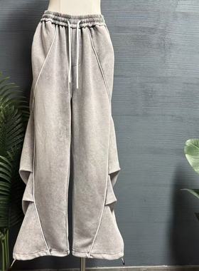 镜服饰2025秋季美式松紧腰抽绳阔腿卫裤女宽松显瘦长裤潮20049