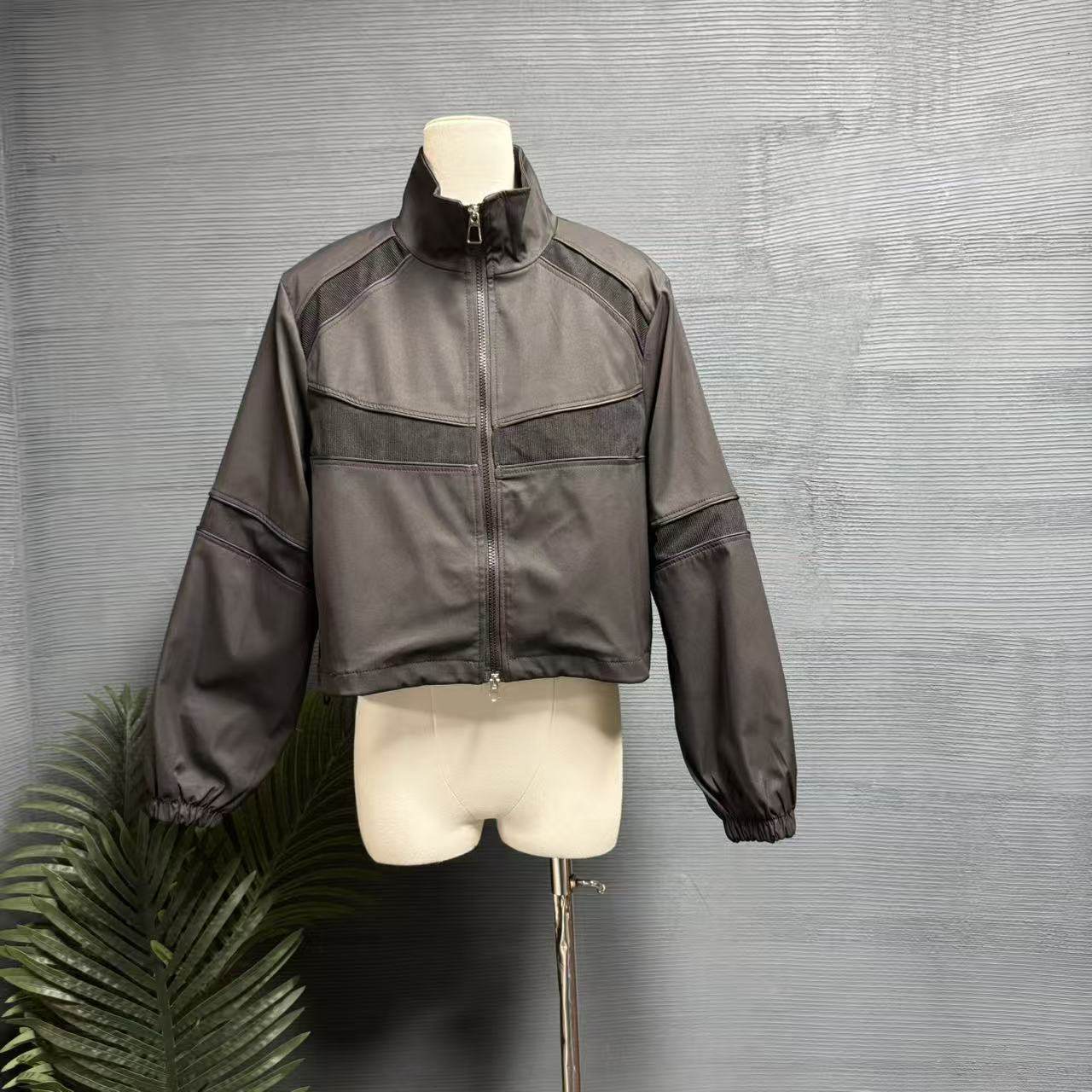 镜服饰2026新款立领撞色网眼拼接短外套女秋季宽松抽绳夹克10791