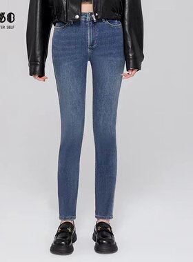 sp68牛仔裤女士2024年春季新款爆款修身直筒修身牛仔裤女蓝色显瘦