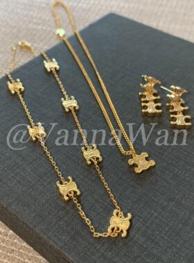 VanWan【经典】金色双c项链女26新高保色凯旋颈链锁骨链高级感