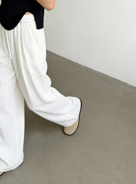 日系高腰阔腿裤女 春夏款白色垂感直筒裤慵懒风