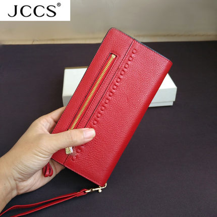 亏本清货jccs新款真皮女手包头层牛皮长款钱包简约手拿包