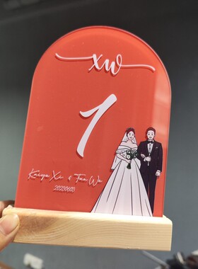 彩色手绘桌卡定制婚礼桌牌桌号派对生日立牌亚克力号码牌