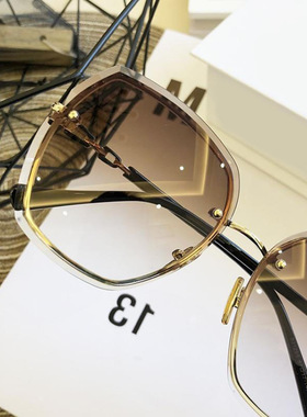 无框时尚太阳眼镜2025新款大框显瘦美颜滤镜墨镜防晒防紫外线防风